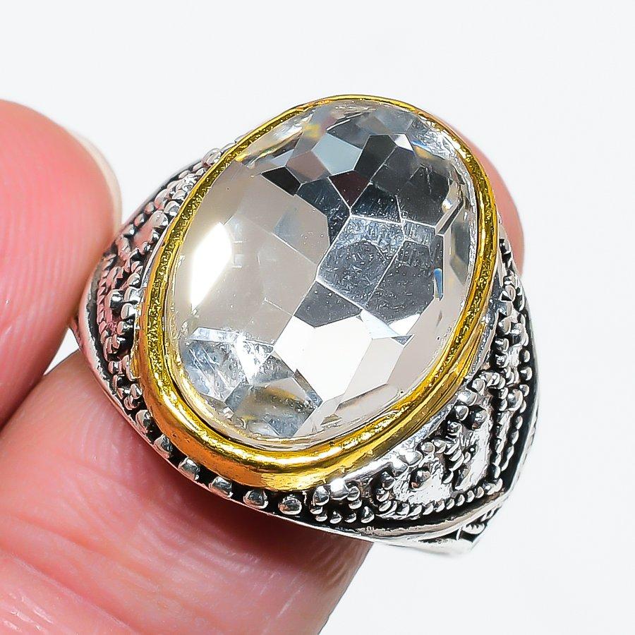 Natural White Topaz Gemstone 925 Sterling Silver Jewelry Ring Size 10 AR-18472