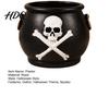 Vintage Metallhenkel Topf Hexenkessel Pflanzgefäß, Halloween Totenkopf Blumentopf, Gotischer Harz Mini Topfpflanzen Halter Schwarze Süßigkeitenschale für Kräuter,