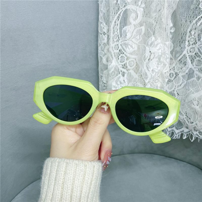 Popular Fashion Polygon Cat Eye Women Sunglasses Retro Colorful Oval Eyewear Shades UV400 Men Trending Sun Glasses
