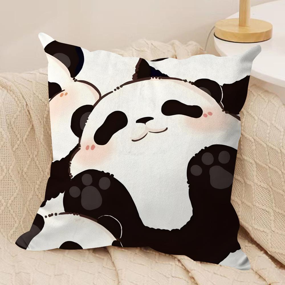 Lovely Panda Cushion Cover Soft Plush Fabric DoubleSided Printed Sofa Cushion Cover for All Seasons Home Decor Gift