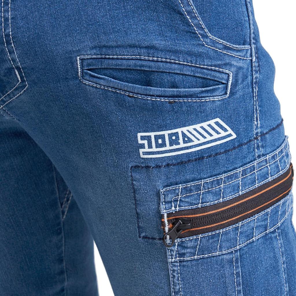 Toraichi Denim Cargo Ice Größe für Frühling und Sommer Kühl-an-fühlen Hose, Arbeitskleidung, Blau, L,