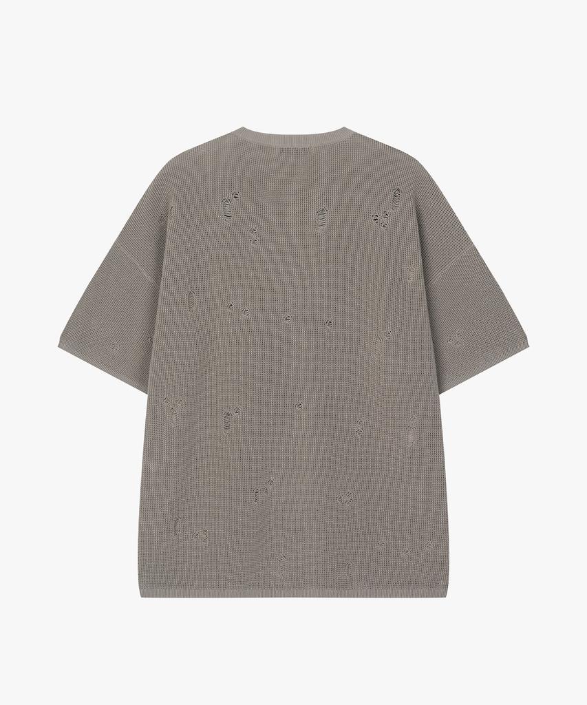 CUTZ Distressed Crew Neck Short Sleeve Knit