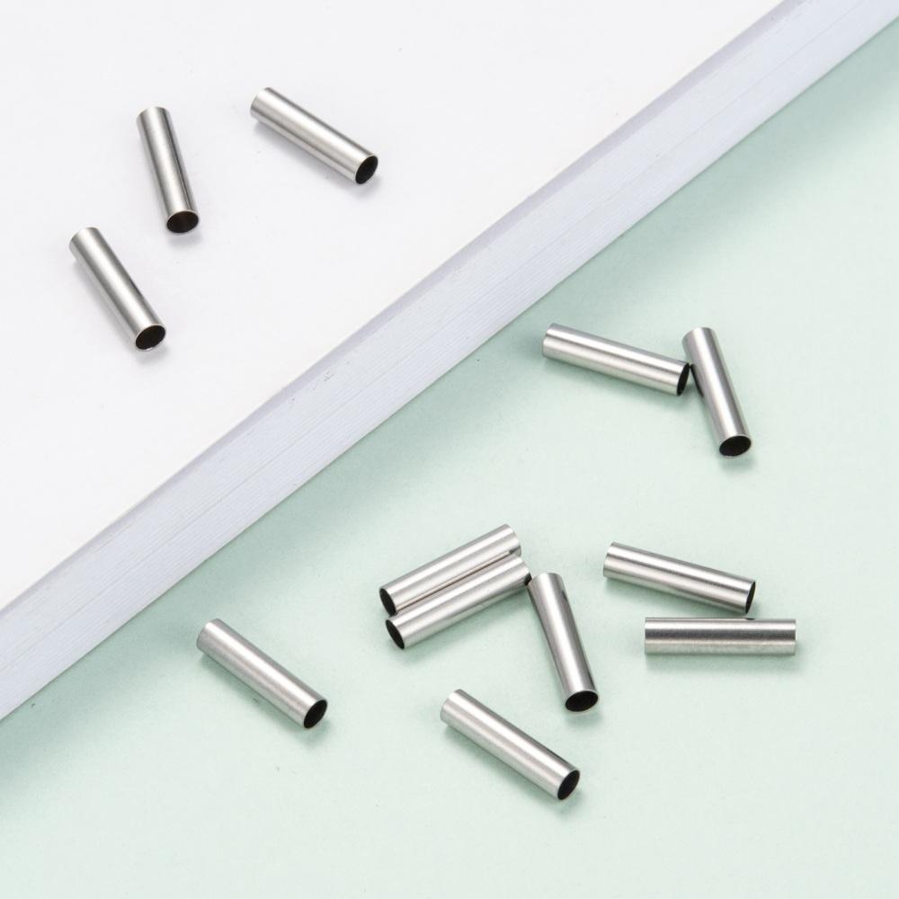 Tarnish Resistant 304 Stainless Steel Tube Beads, Stainless Steel Color, 10x2.5mm, Hole: 2mm