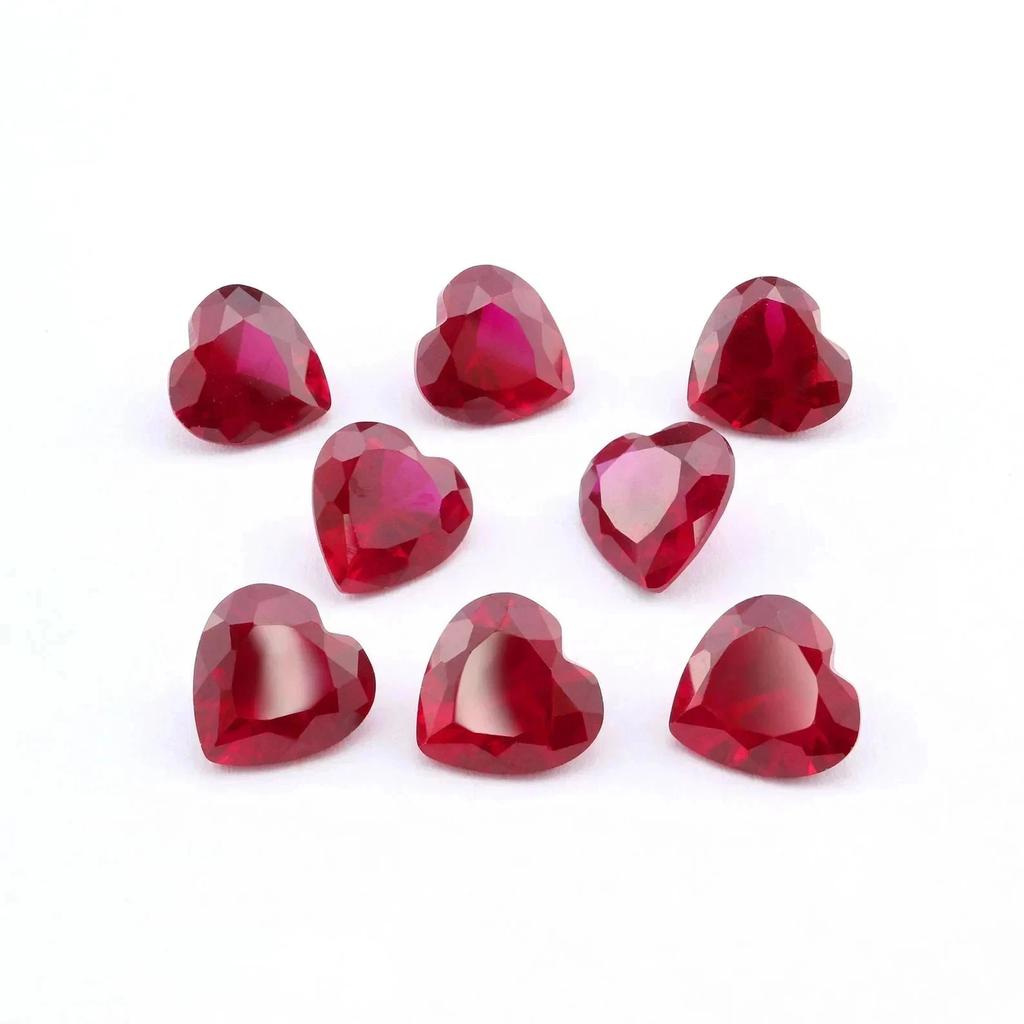 60 Pcs Certified Burmese Natural Red Ruby Heart Cut Loose Jewelry Stones Lot
