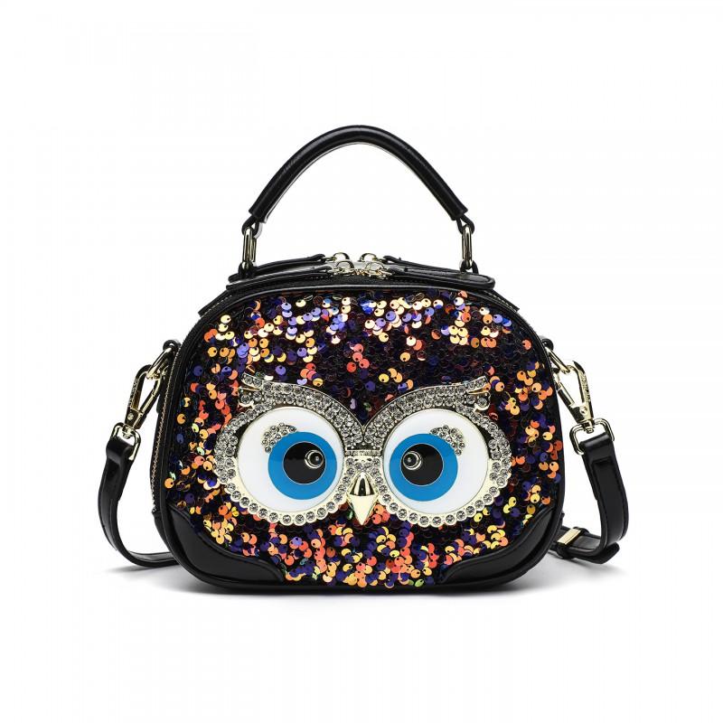 Mini Crossbody Bag Women Fashion Sequin Artistic Chinese Style Multi Compartment Zipper Small Size