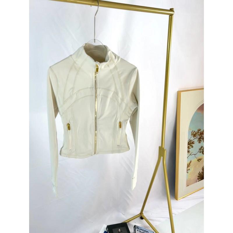 Womens Slim Fit Short Jacket Gold Zipper Yoga Fitness Activewear