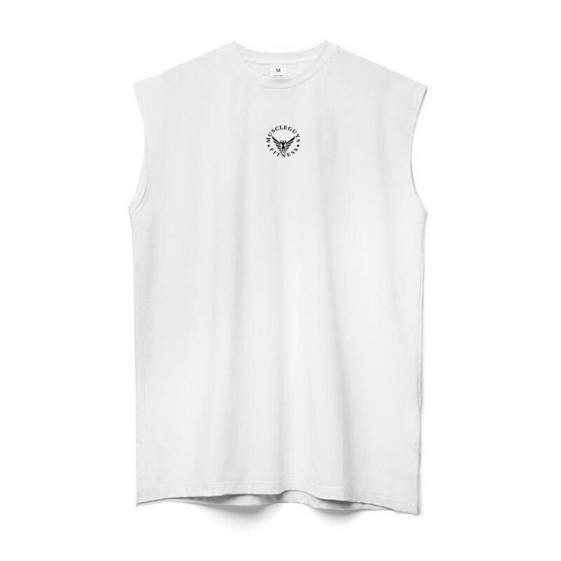 

Muscleguys Фитнес Бодибилдинг Мужская майка Летние майки Узкие топы Спортивные мужские жилеты XXL белый