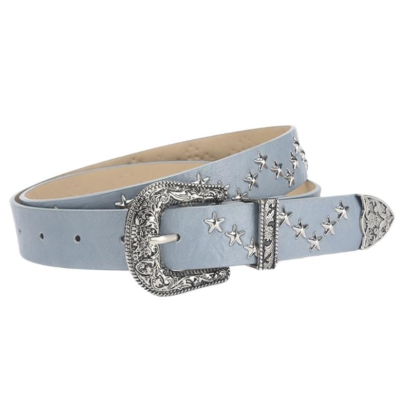Elegant PU Belt With Star Embellishments Trendy Soft Belt With Adjustable Accessory for Dress or Jeans