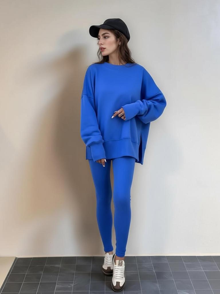 Women's European & American Casual Loose Sweatshirt and Skinny Pants Set - 2025 Autumn/Winter Collection