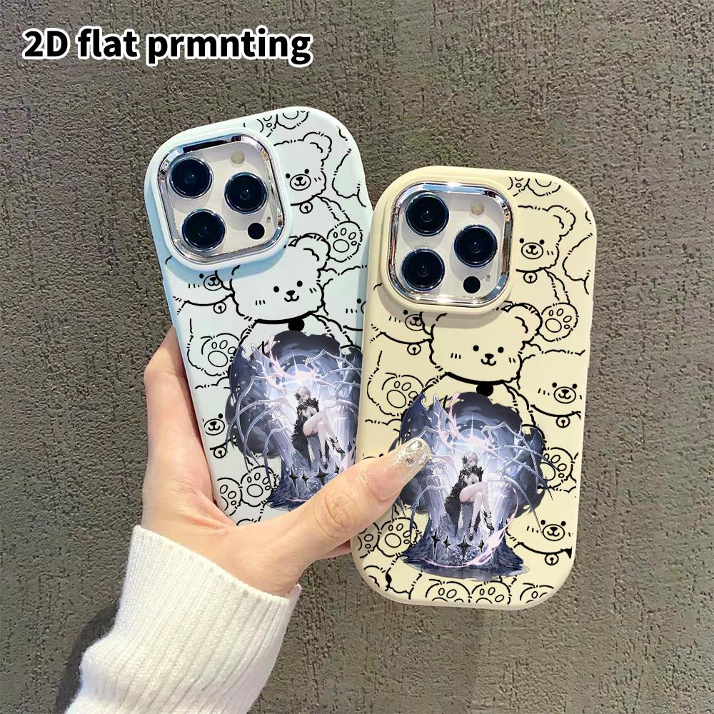 Phone Case: 2D Flat Design Suitable for iPhone 18 17 16 15 14 13 Pro Protective Case, Couple Style, White-haired Girl, Christmas and Halloween Gift