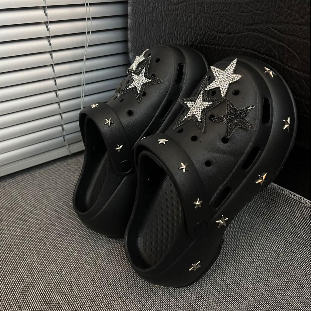 New summer platform hole shoes slippers women's outer wear summer out sandals women's bag head drag