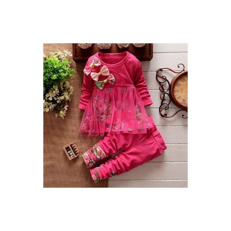 

Премиум Качества Малыш Младенец Дети Девочки Наряды Одежда Футболка Топы Платье И Брюки Набор 2 шт. Rosered,4T-5T