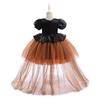 Girls' Halloween Sequin Princess Dress with Puff Sleeves and Puffy Skirt