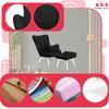 Vika Scandinavian Armchair with Footrest, Pouffe, Profiled, Family Meble, Black