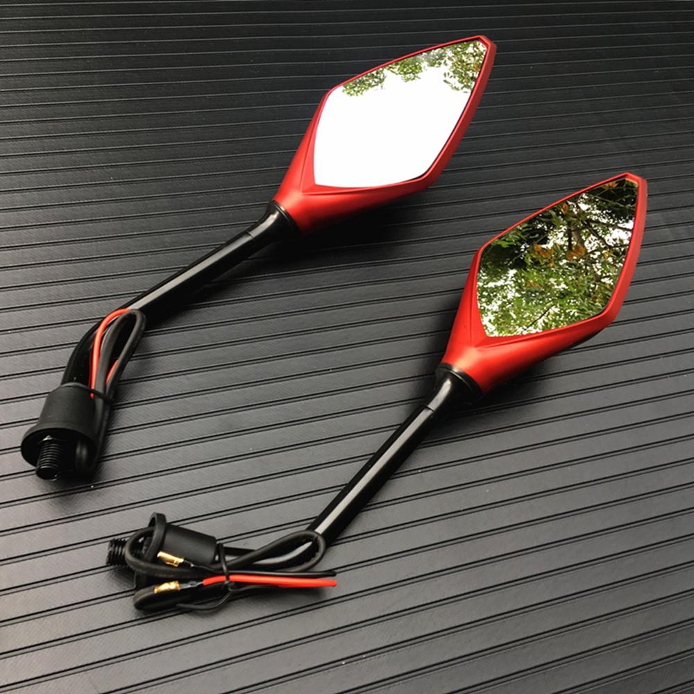 2Pcs/Pair Motorcycle LED Turn Signals Rearview Mirror Scooter E-Bike Rear View Mirrors Back Side Convex Mirror
