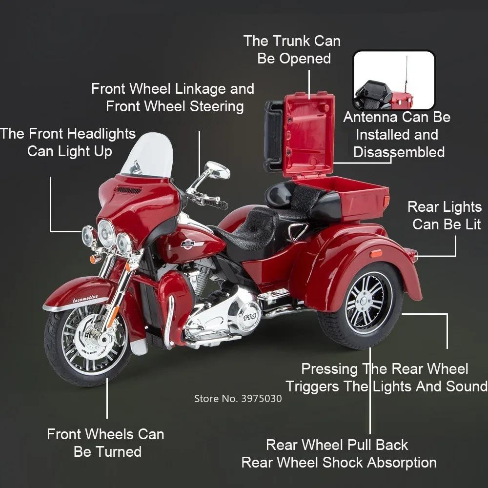 Simulazione 1/9 Lega Harley Davidson Triciclo Modello Moto Ornamento