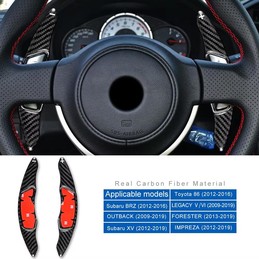 Real Hard Carbon Fiber for Subaru XV BRZ Forester Impreza Outback Legacy Toyota 86 Steering Wheel Paddle Shifter Sticker
