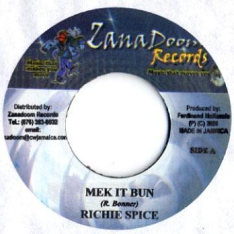 

7inch Record RICHIE SPICE - Mek It Bun Zanadoom 2001 Jamaica Reggae, Ska & Dub