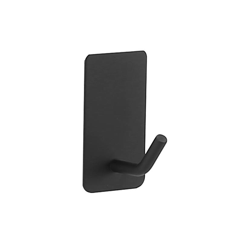 Punch-Free Stainless Steel Adhesive Hook for Coats & Hats - Strong Black Metal Door Hook