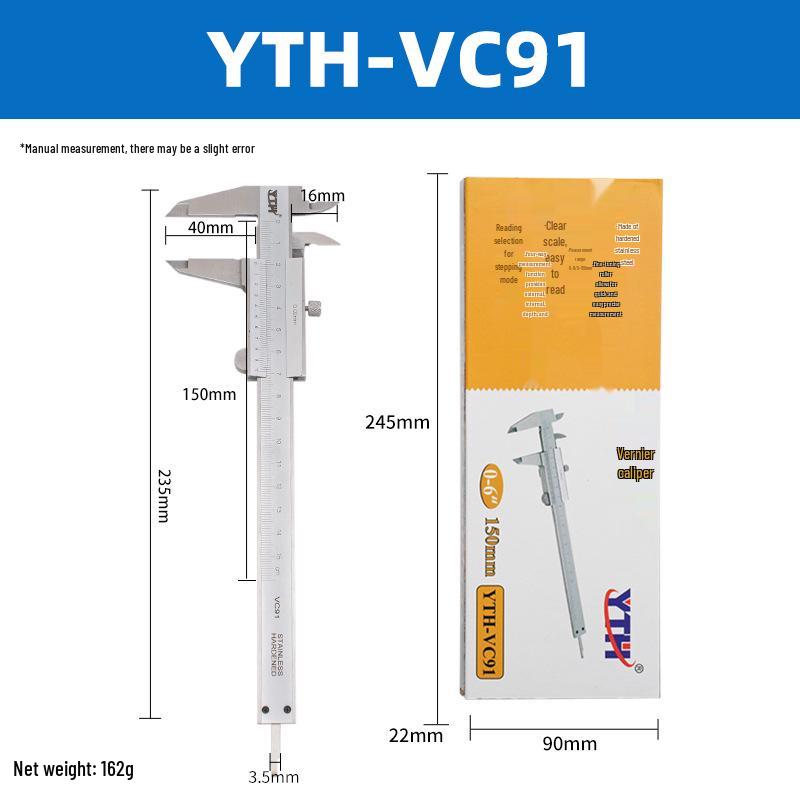 YTH Stainless Steel Digital Vernier Caliper 150mm - Precise Depth, Inner & Outer Diameter Measuring Tool