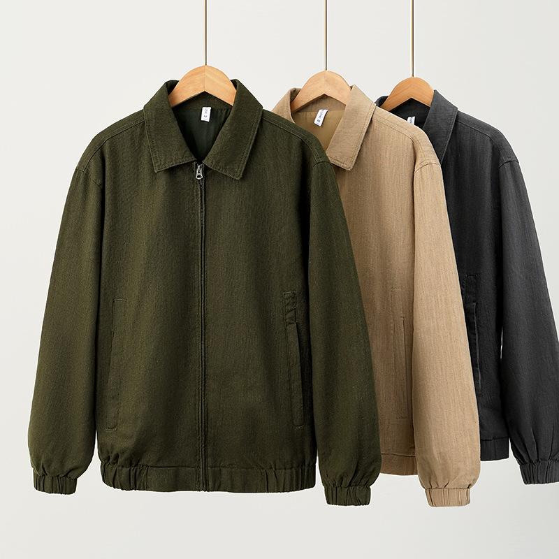 Japanese Retro Style Mens Jackets Solid Color Lapel Collar Business Jacket Spring and Summer Daily Casual Coat Loose Zipper Jacket