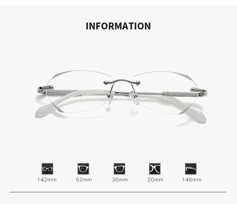 Diamond Cutting Rimless Ladies Myopia Glasses Anti Blue Light Minus Eyeglasses Finished Prescription Near Sight Eyewear Diopter