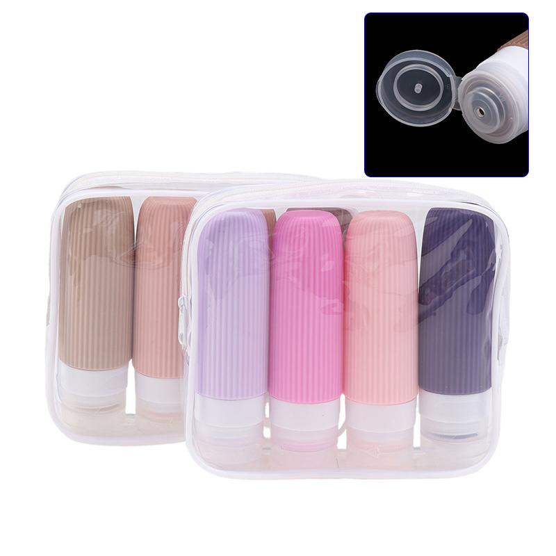 4Pcs/Set Silicone Travel Bottles 90ml Travel Size Containers Leak Proof Refillable Liquid Squeezable Clear Toiletry Bag