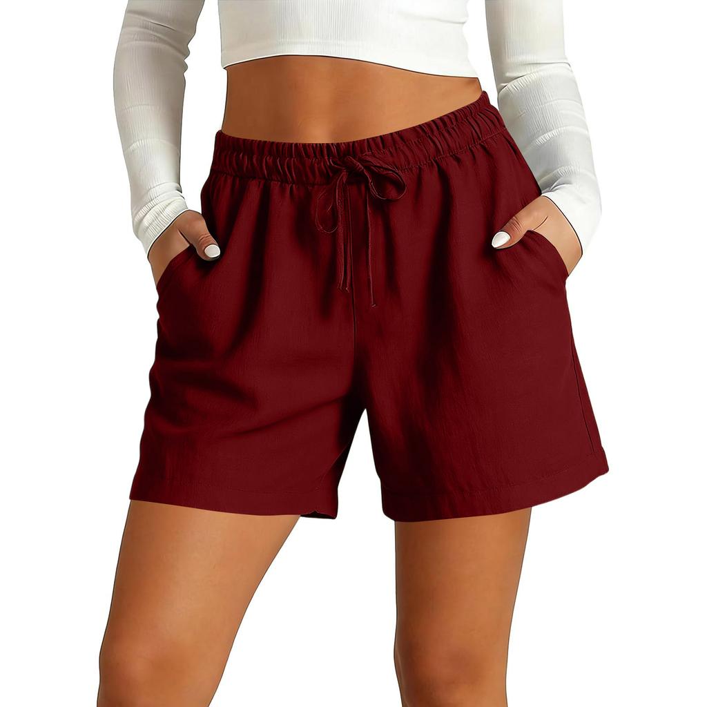 Wide Leg Linen Pants Women Summer Loose Beach Pants For Women Vacation Lightweight Straight Leg Trousers With Pockets