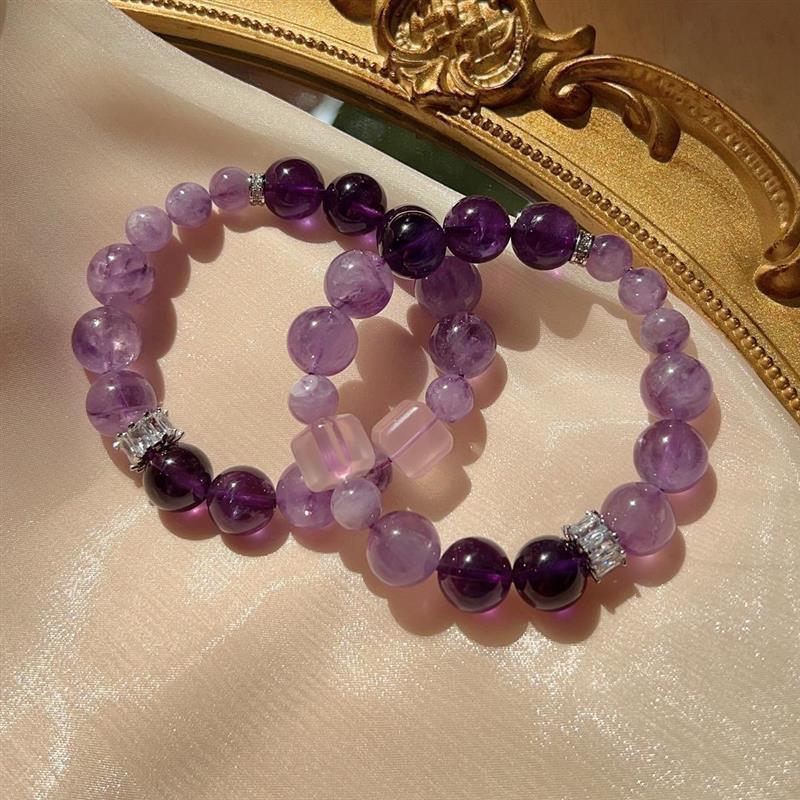 Rhythmic Purple Crystal Bracelet: Qixi Limited Edition with Nine Purple Li Fire Beads - Women's Douyin Style
