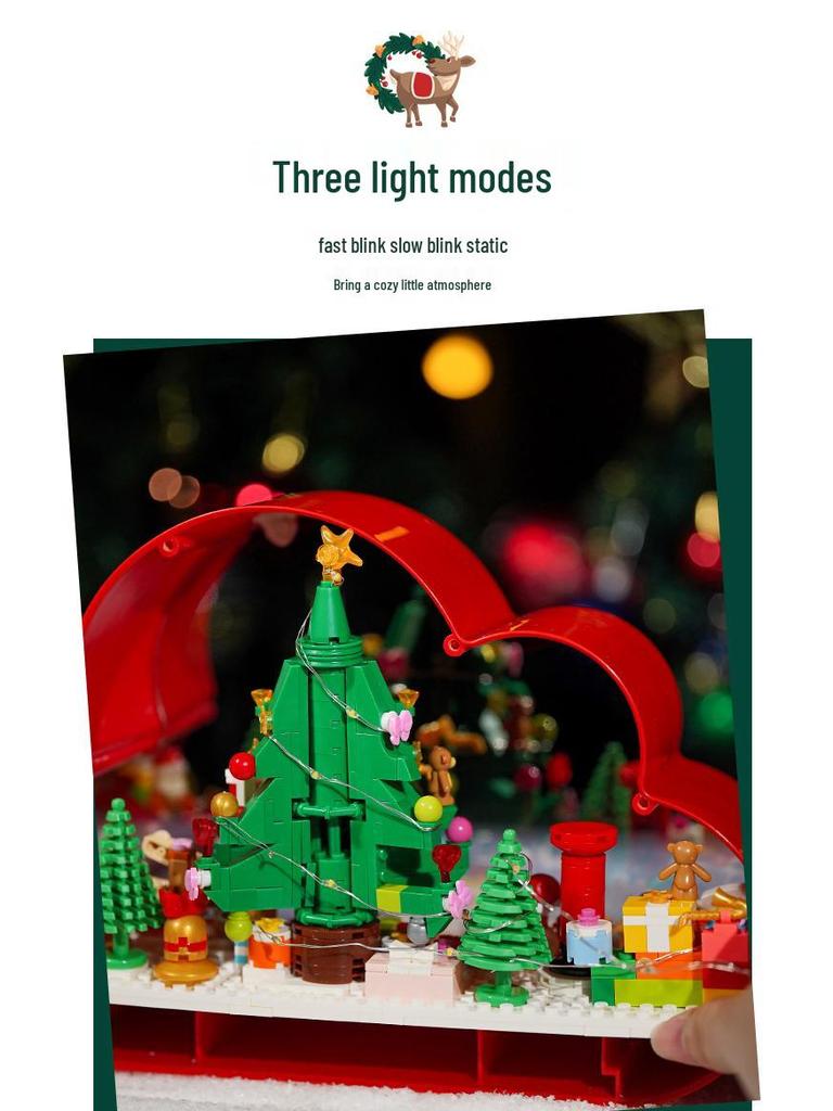 Takasaki 3011 Weihnachtsbaum Spiegel mit Lichtern Bausteine Spielzeug Schmuck Geschenk für Kinder