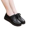 Shoes black flat-soled soft-soled non-slip leather shoes spring new shoes lace-up single shoes