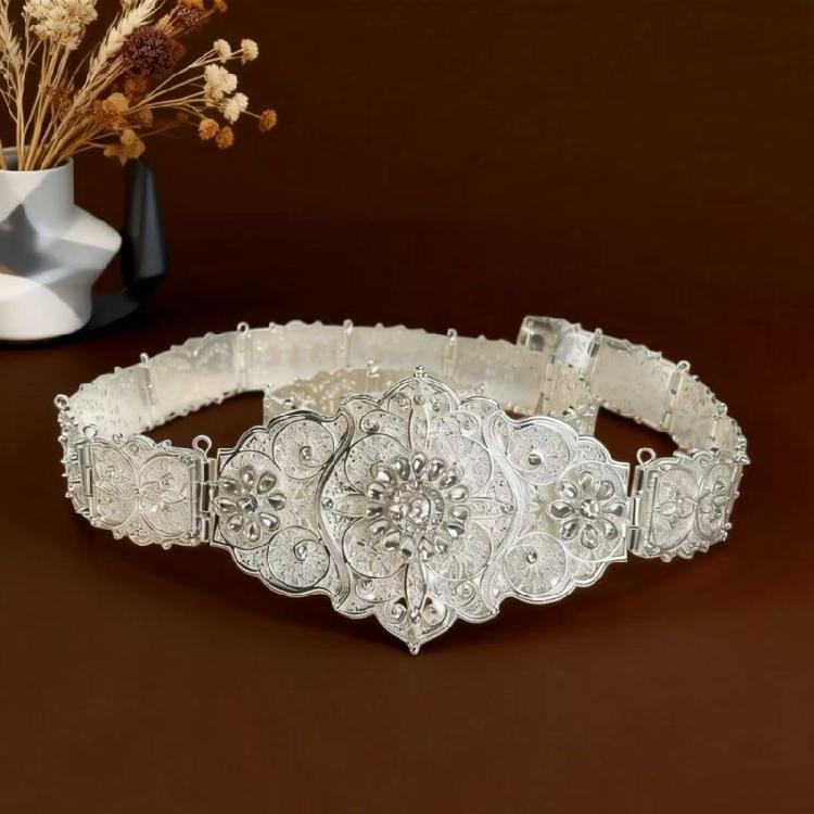 Sturdy Engraved Metal Belt Showcasing Exquisitely Caucasian Folk Art Design Celebration Girdle For Most Ages