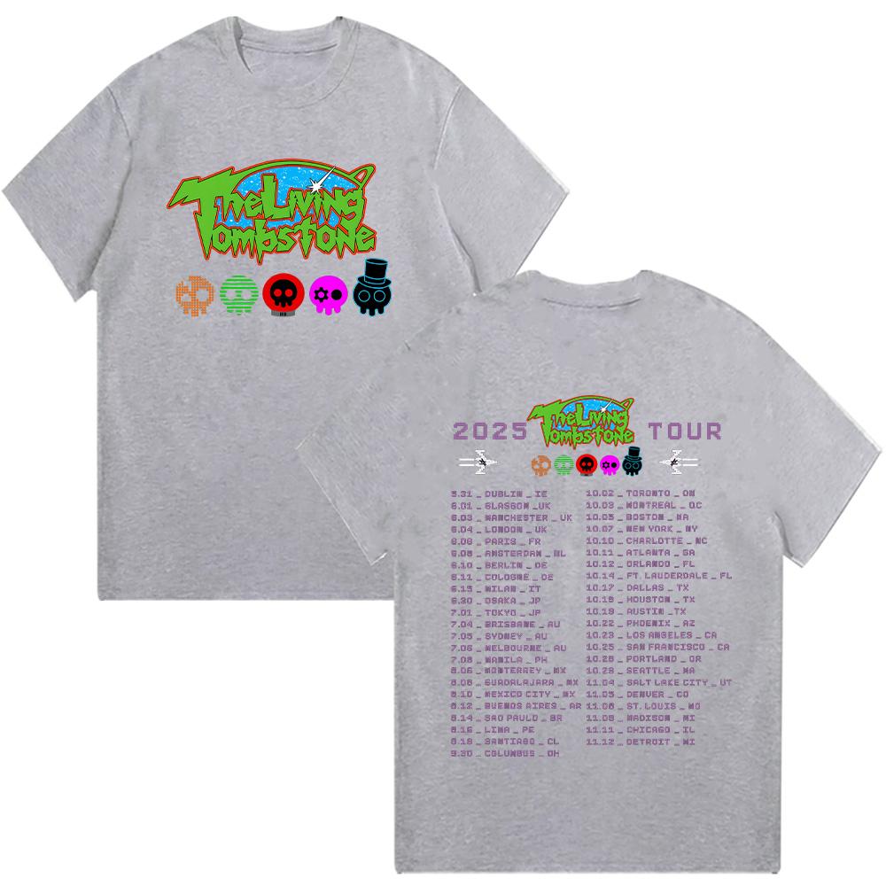 The Living Tombstone 2026 Tour T-shirts Summer Cotton Top Vintage Tees Graphic T Shirts Hip Hop Harajuku Women Men Clothing