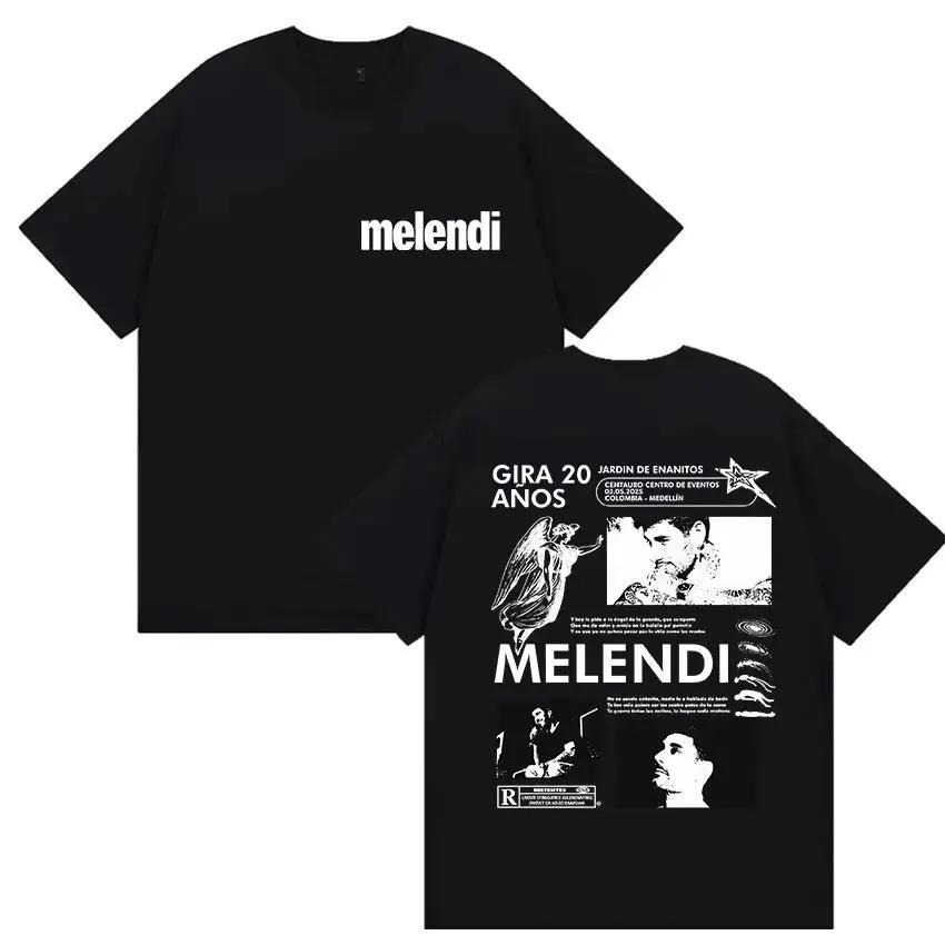 Rapper Melendi Tour 2025 Album Merch T Shirts Men's Vintage Gothic Oversized Cotton T-shirt Plus Size Streetwear Cotton Hip Hop