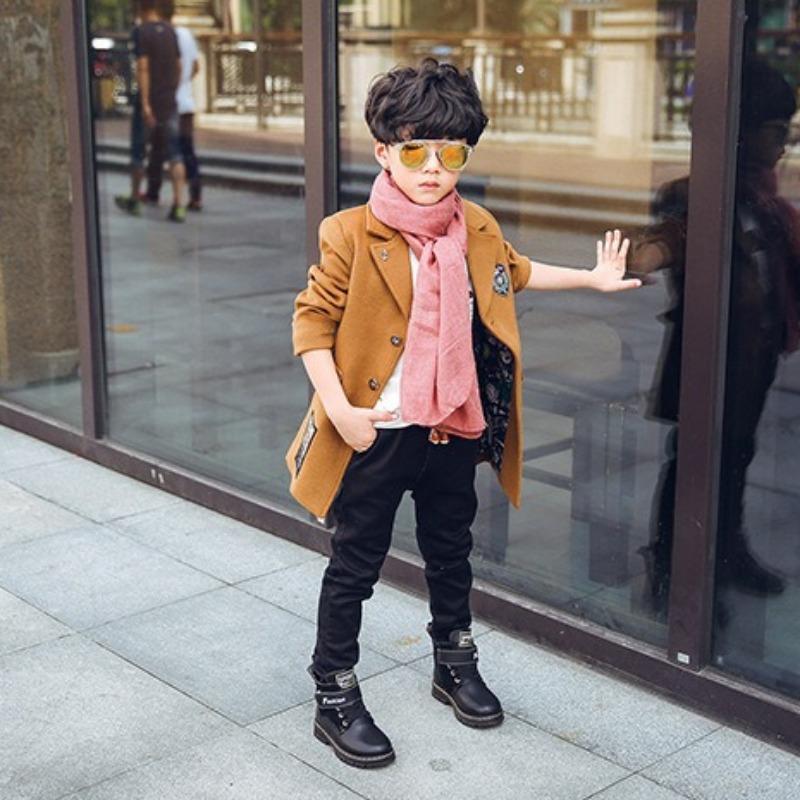 Children's Retro Leather Boots Boys Stylish Short Boots Warm Casual Leather Shoes