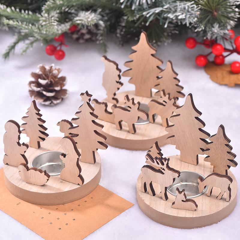 New Christmas Products, Christmas Decorations, Wooden, Candle Holders, Desktop Ornaments, Santa Claus, Holiday Supplies