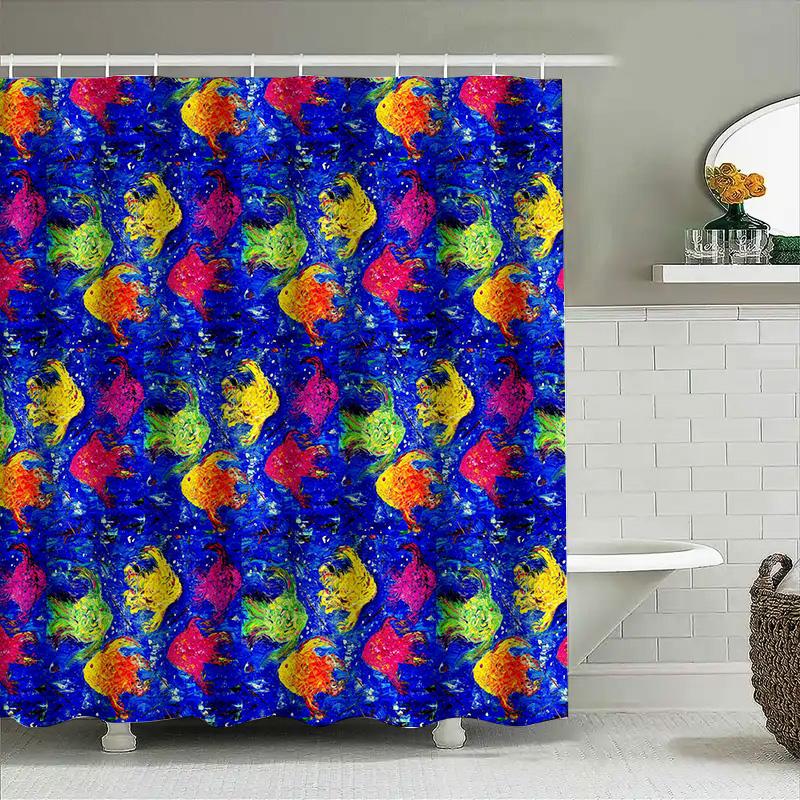 Modern Bathroom Shower Curtain With Geometric Design Easy Installation For Home Decor Bath Accessories
