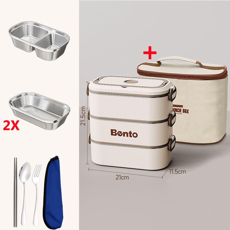 Термоконтейнер для еды из нержавеющей стали с сумкой герметичный дорожный 1-3-слойный детский школьный ланч-бокс с отделением 6698₽