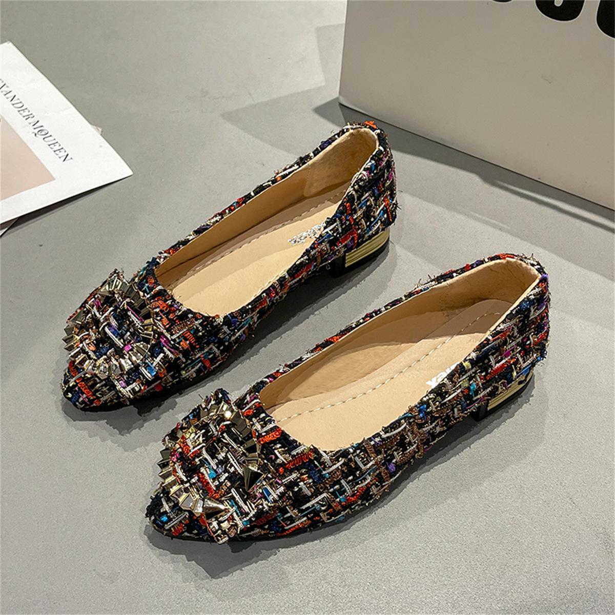 

Весенние новые большие размеры модные туфли на плоской подошве с острым носком и низким каблуком одинарные туфли с неглубоким носком милые повседневные женские туфли 35