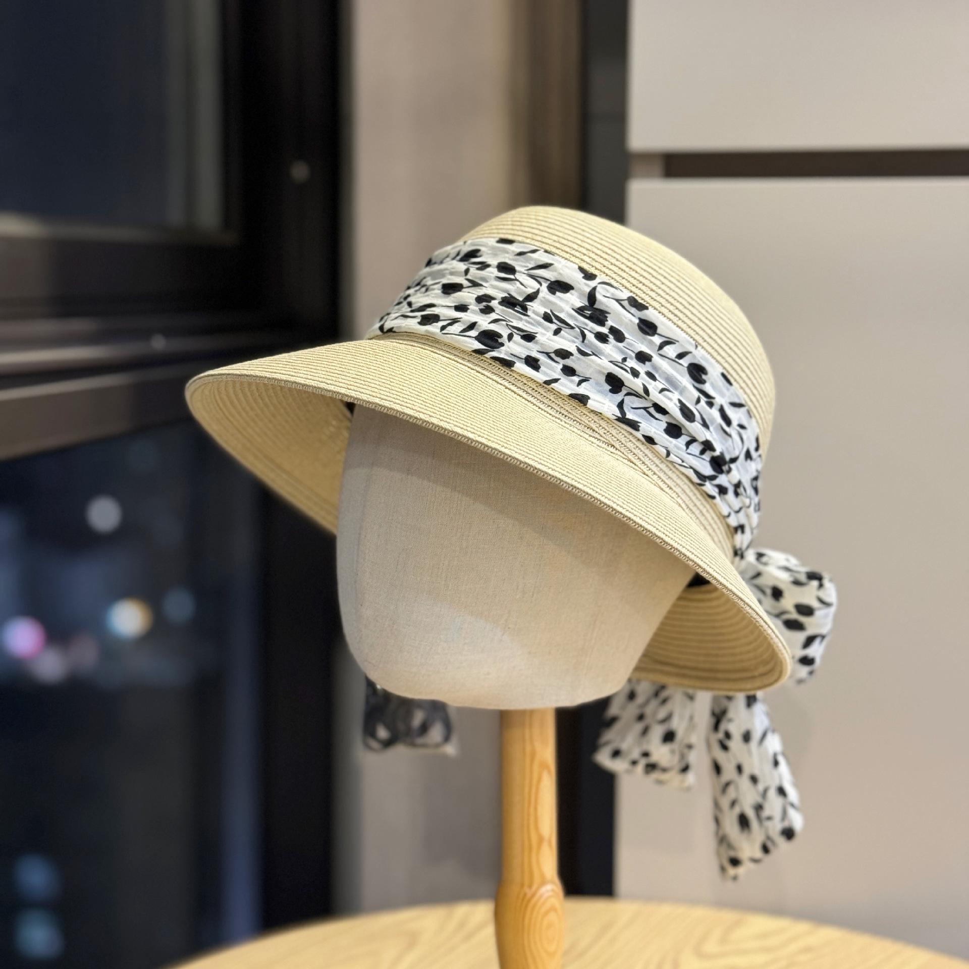 

Korean-style gentle floral straw bucket hat with ribbons and back slit, summer sun protection, suitable for seaside vacations, trendy sun hat Adult54-60Adjustable бежевый