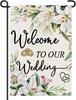 Welcome To Our Wedding Garden Ags 12x18 Inch Double Sided Burlap, Oral Marriage Romantic Small Ag Yard Lawn Just Marri
