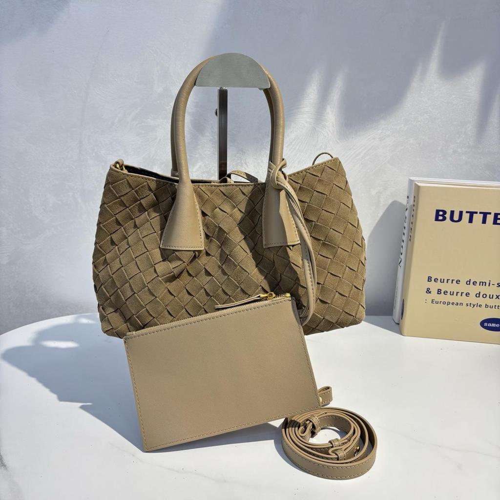 Herfst Retro Suède Geweven Tote: Veelzijdige Crossbody & Schoudertas