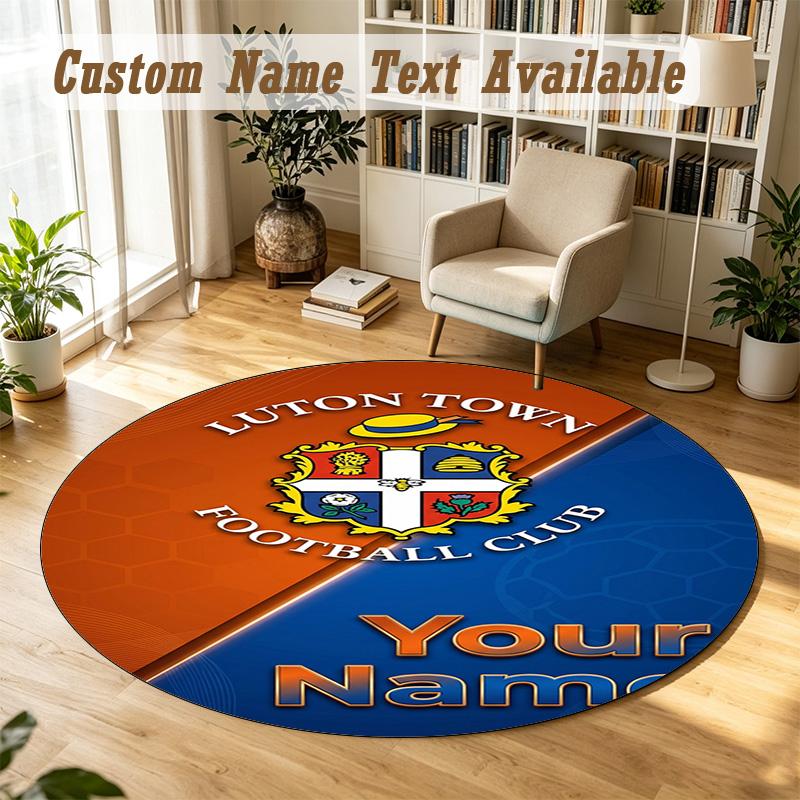 Round Rug Custom NameLuton Town Pattern Non Slip Carpet Home Floor Decor