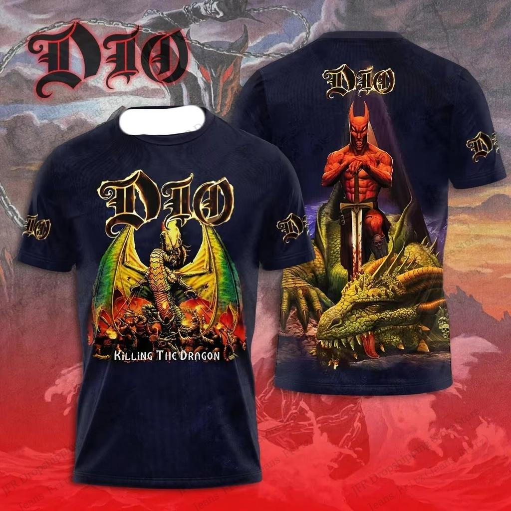 Retro Rock Dio Band 3d Graphic Print T-shirt Men Women Fashion Casual Oversized Short Sleeve Tops Tees Men Clothing Album