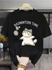 Badminton Time Cat Playing Racquet Men'S Casual Short Sleeve Round Neck T-Shirt