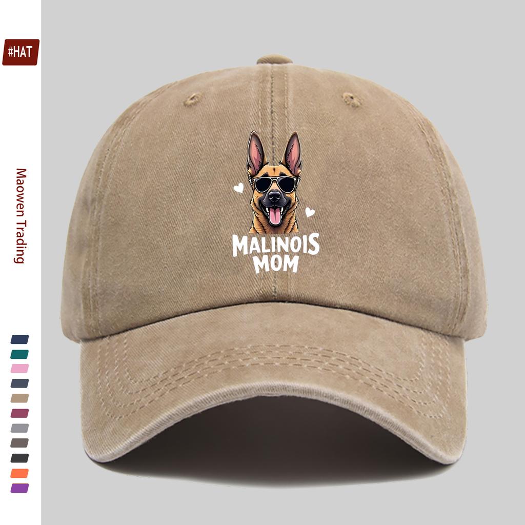 Pc Fashionable Malinois Dog Print Baseball Cap  Malinois Mom Letter Print Adjustable Buckle Closure Lightweight Polyester