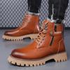High Quality Classic Leather Men Winter Boots Fashion Genuine Leather Man Ankle Boot Lace-Up Outdoor Motorcycle Boots Walk Shoes