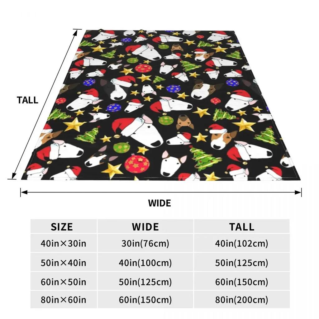 Christmas Bull Terriers Blanket Dog Funny Holiday Travel Flannel Throw Blanket Warm Soft Outdoor Bedspread Birthday Present