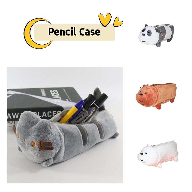 Cat Plush Pencil Case Bear Patterned Stationery Storage Bag Student Gift Present