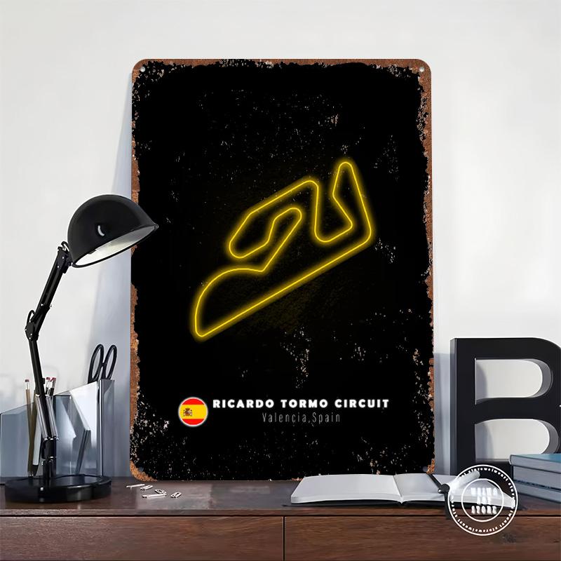 Circuito Ricardo Tormo Poster Metallico Arte da Parete Personalizzata Segni in Latta Retro Vintage per Decorazione Interni Soggiorno Man Cave